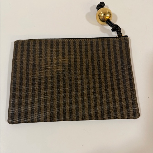 Fendi Leather Pequin Thin Striped Clutch, Pouch, Makeup Bag Vintage EUC - Picture 9 of 16